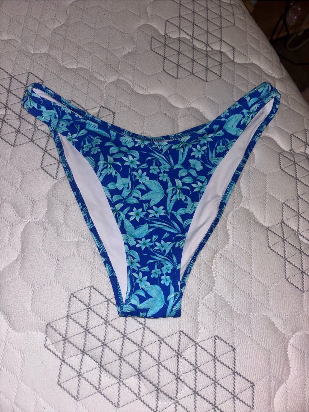 Floral Blue High-Cut Bikini Bottom - Women Swim